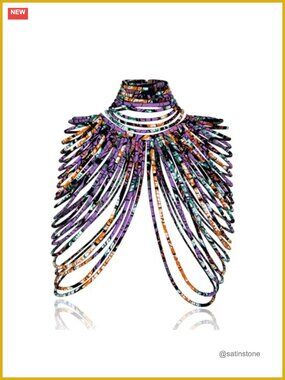 Ankara Fabric Shawl Statement Necklace Multi-Strand Cotton African Jewelry